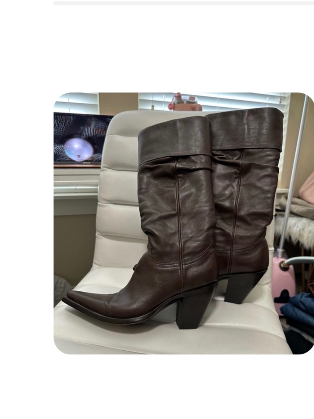 Old Gringo Knee High Snip Toe Heeled Cowgirl Boots Chocolate Brown 8